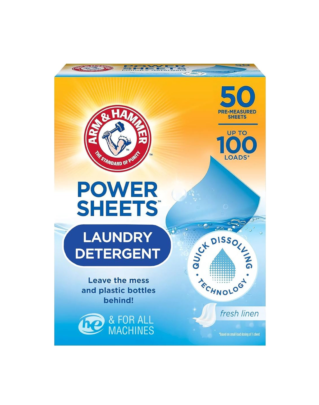 Arm & Hammer Detergente en láminas Power Sheets 50 unid