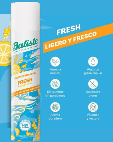 Batiste Shampoo en Seco aroma Fresh 200 cc