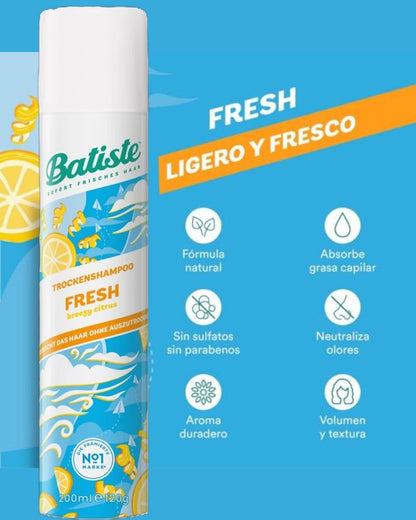 Batiste Shampoo en Seco aroma Fresh 200 cc