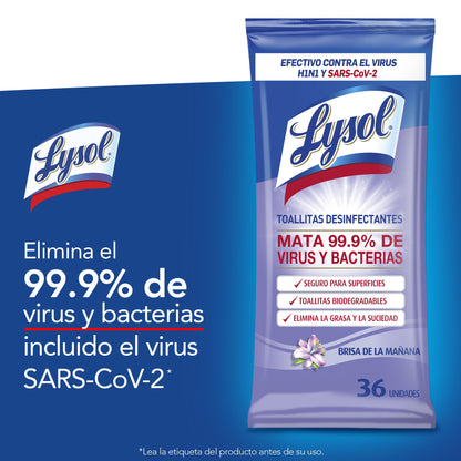 Lysol Toallas Desinfectantes Brisa de la Mañana 36 unid