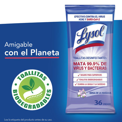 Lysol Toallas Desinfectantes Brisa de la Mañana 36 unid