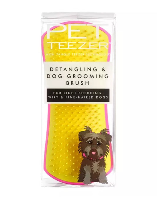 Pet Teezer Cepillo Desenredante para Mascotas Grandes Rosado y Amarillo 1 unid
