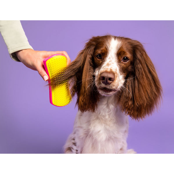 Pet Teezer Cepillo Desenredante para Mascotas Grandes Rosado y Amarillo 1 unid