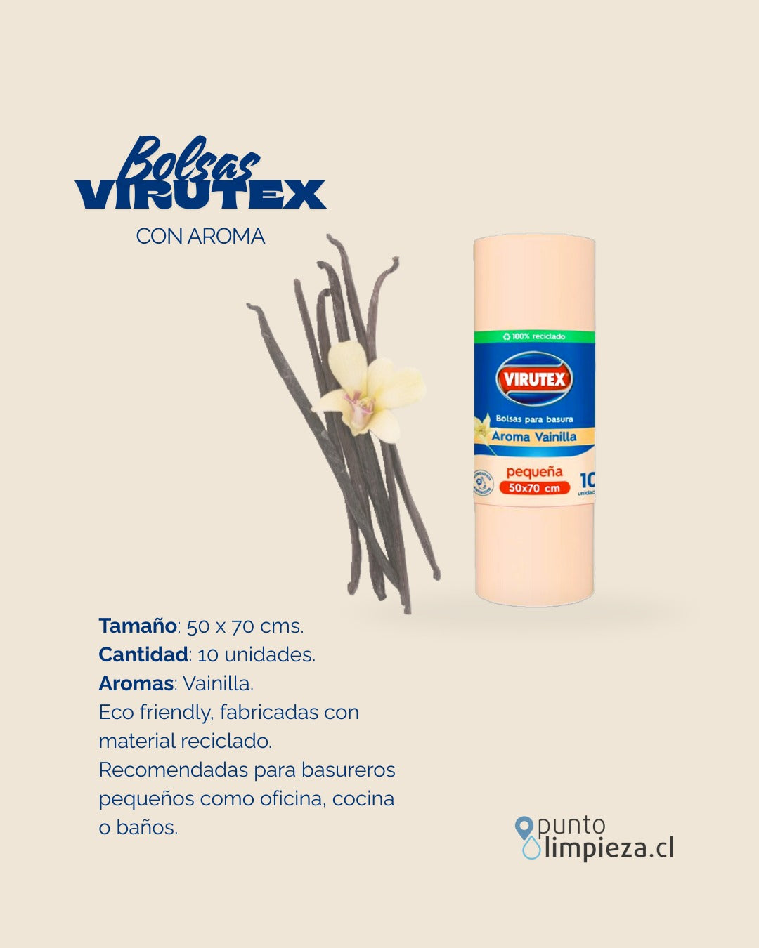 Virutex Bolsa de Basura Aroma Vainilla 50 x 70 cm 10 unid