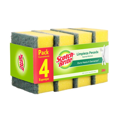 Scotch-Brite Esponja Limpieza Pesada Multiuso 4 unid