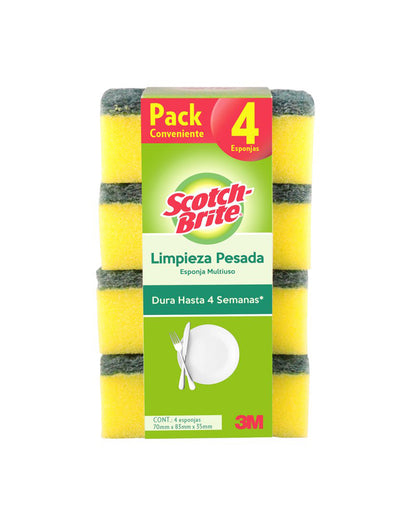 Scotch-Brite Esponja Limpieza Pesada Multiuso 4 unid