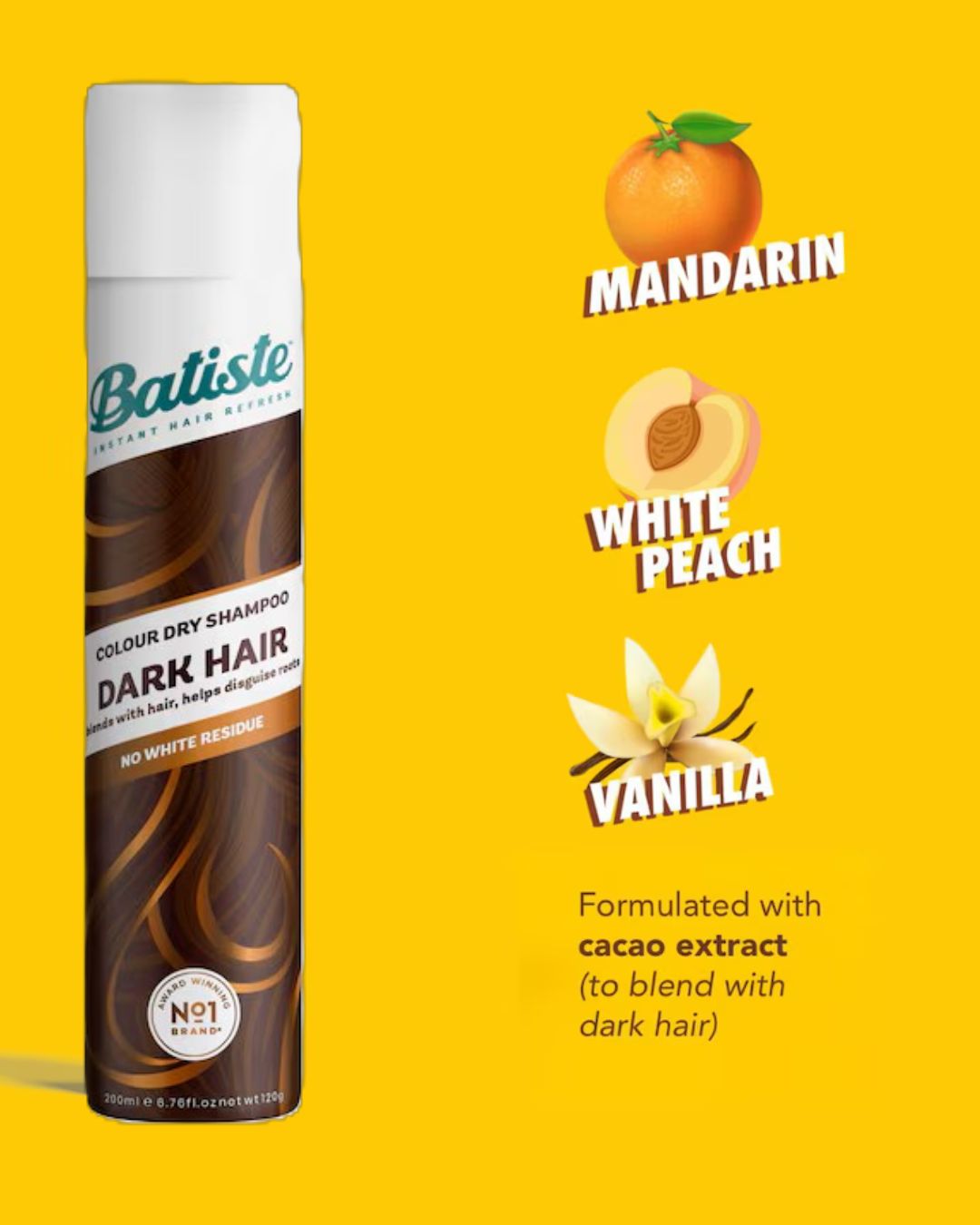 Batiste Shampoo en seco Dark Hair 200 cc