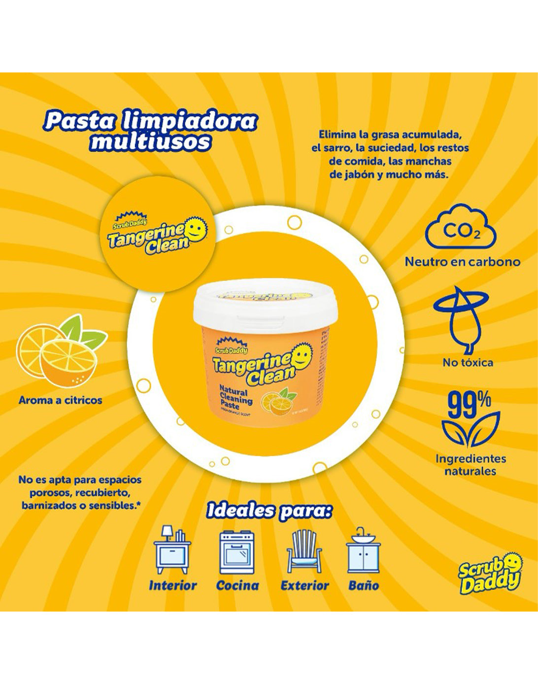 Scrub Daddy Pasta Limpiadora Multiuso Tangerine Clean 500 gr