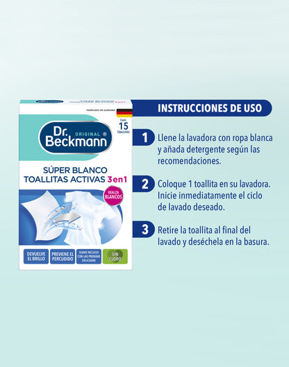 Dr. Beckmann Toallitas Activas Súper Blanco 15 unid