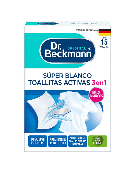 Dr. Beckmann Toallitas Activas Súper Blanco 15 unid