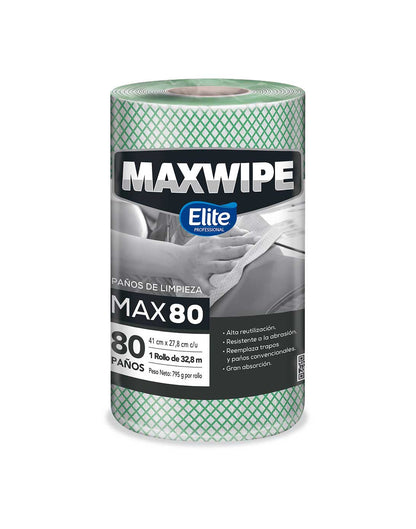 Elite Maxwipe Paños de Limpieza MAX80 Verde 80 unid