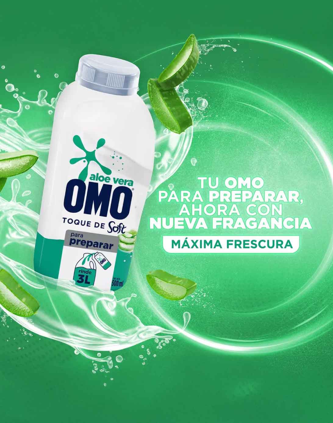 Omo Detergente Liquido Aloe Vera  Toque Soft Para Diluir 500 cc