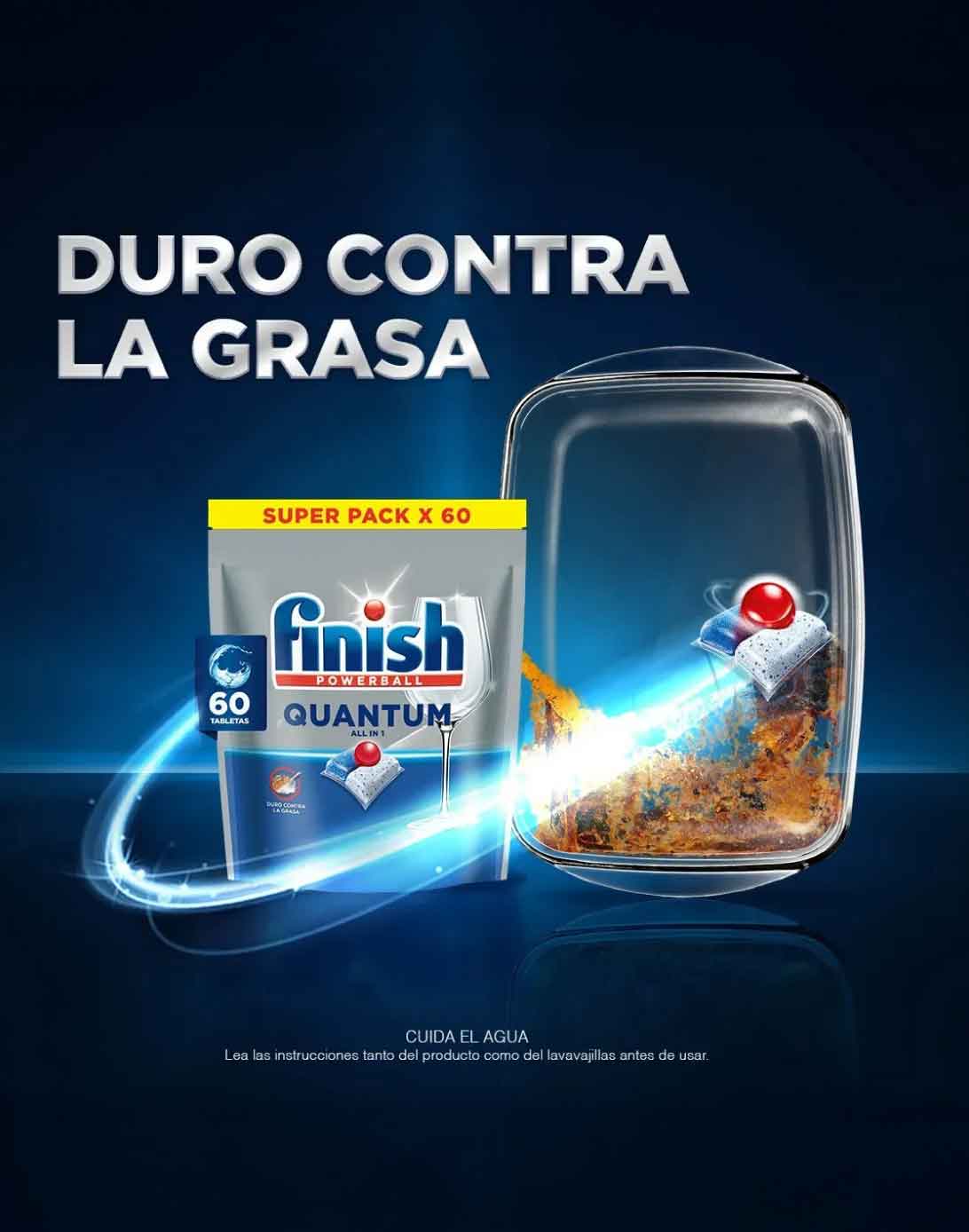 Finish Quantum Lavavajilla Tabletas Todo en uno 60 unid