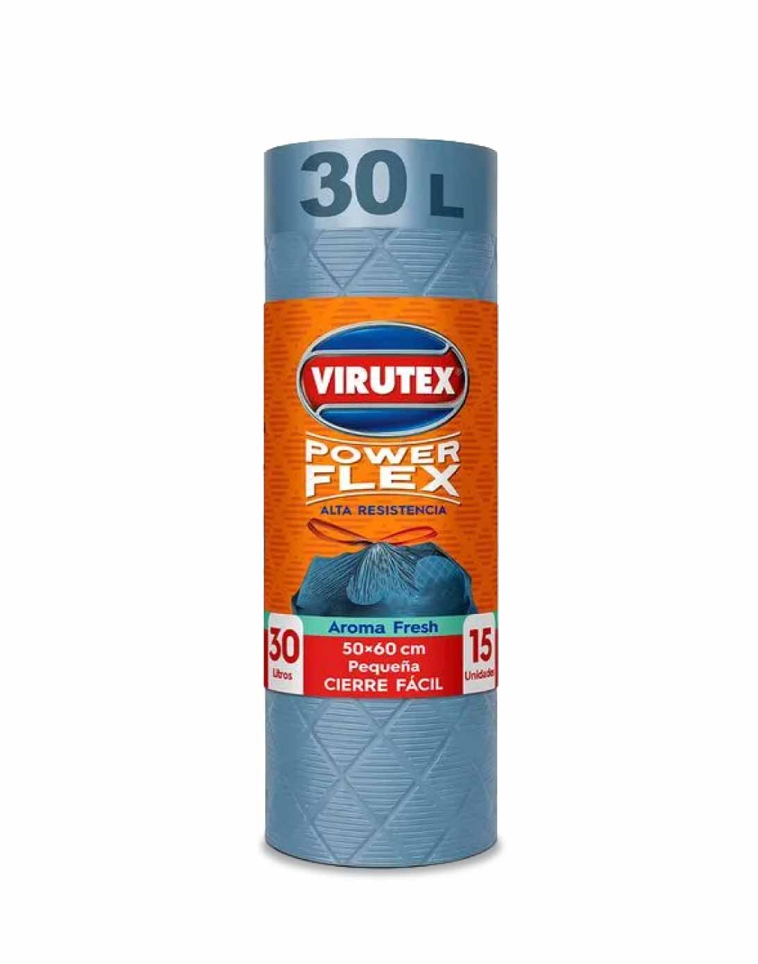 Virutex Bolsa de Basura Power Flex Cierre Fácil 50 x 60 cm 15 unid
