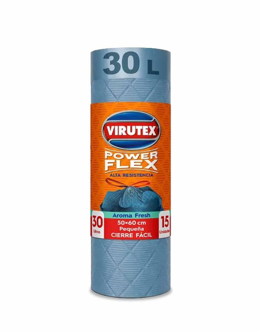 Virutex Bolsa de Basura Power Flex Cierre Fácil 50 x 60 cm 15 unid