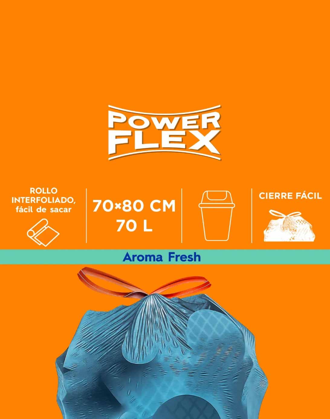 Virutex Bolsa de Basura Power Flex Cierre Fácil 70 x 80 cm 10 unid