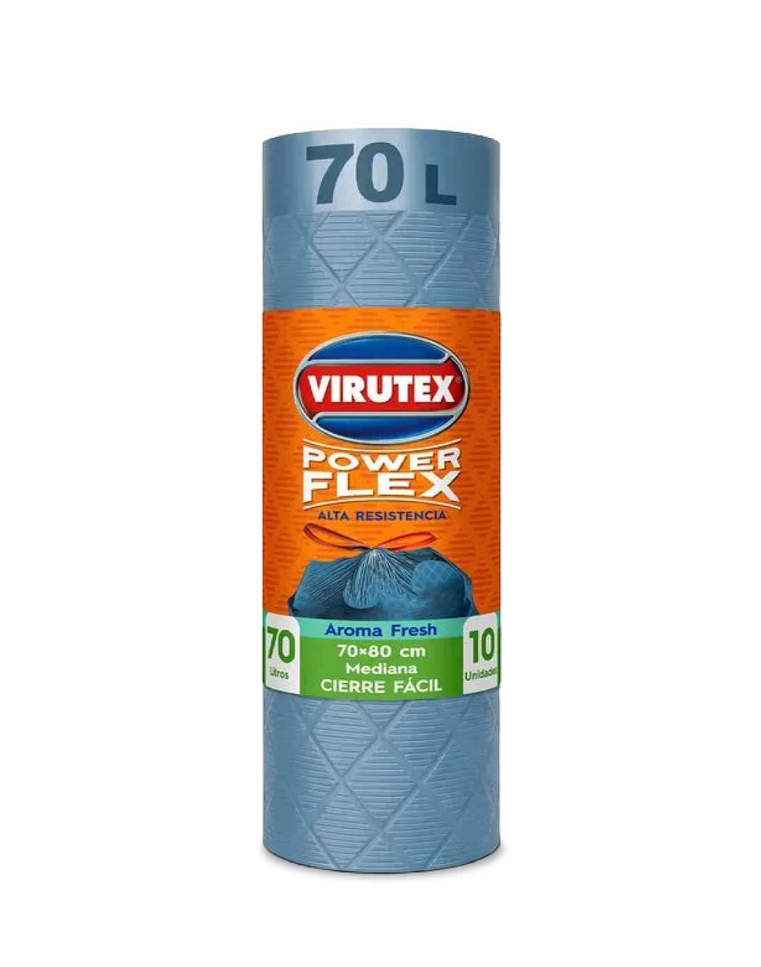 Virutex Bolsa de Basura Power Flex Cierre Fácil 70 x 80 cm 10 unid