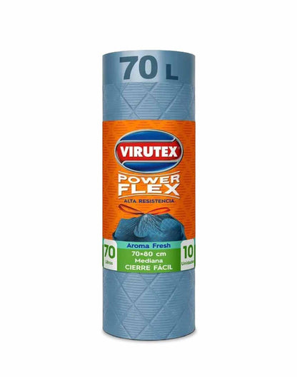 Virutex Bolsa de Basura Power Flex Cierre Fácil 70 x 80 cm 10 unid