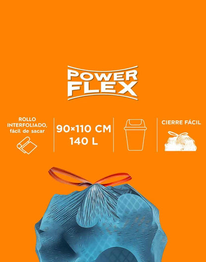 Virutex Bolsa de Basura Power Flex Cierre Fácil 90 x 110 cm 10 unid