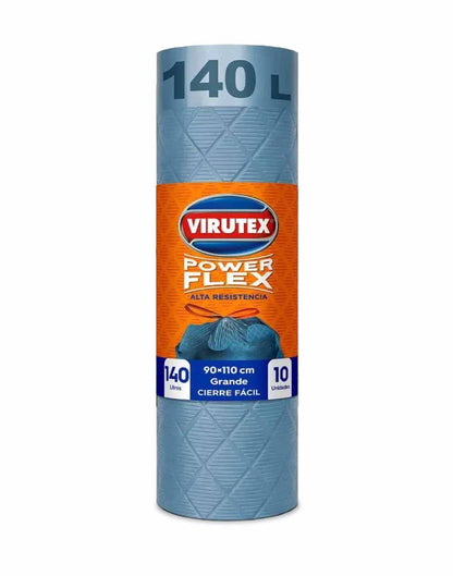 Virutex Bolsa de Basura Power Flex Cierre Fácil 90 x 110 cm 10 unid