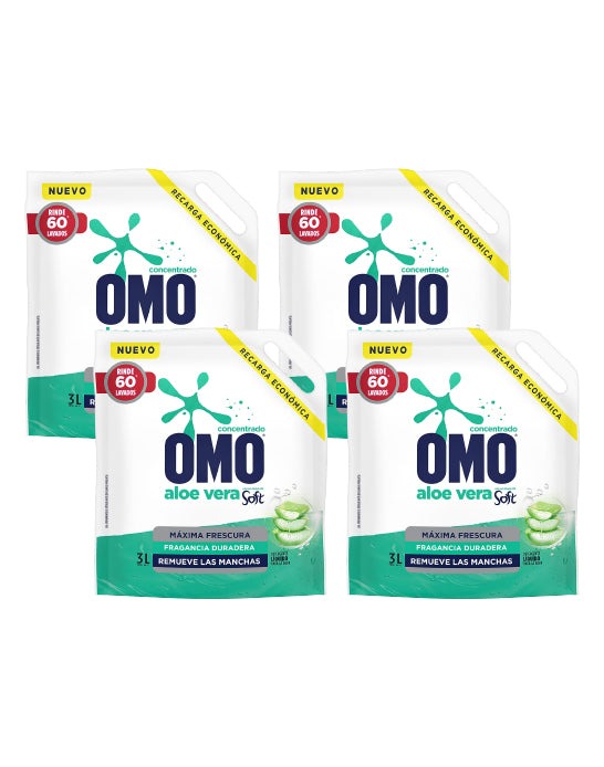 Omo Detergente liquido Matic Doypack con Soft 4 x 3 L