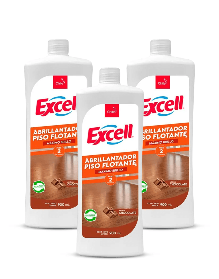 Excell Abrillantador piso flotante chocolate vainilla 3 x 900 cc - Puntolimpieza