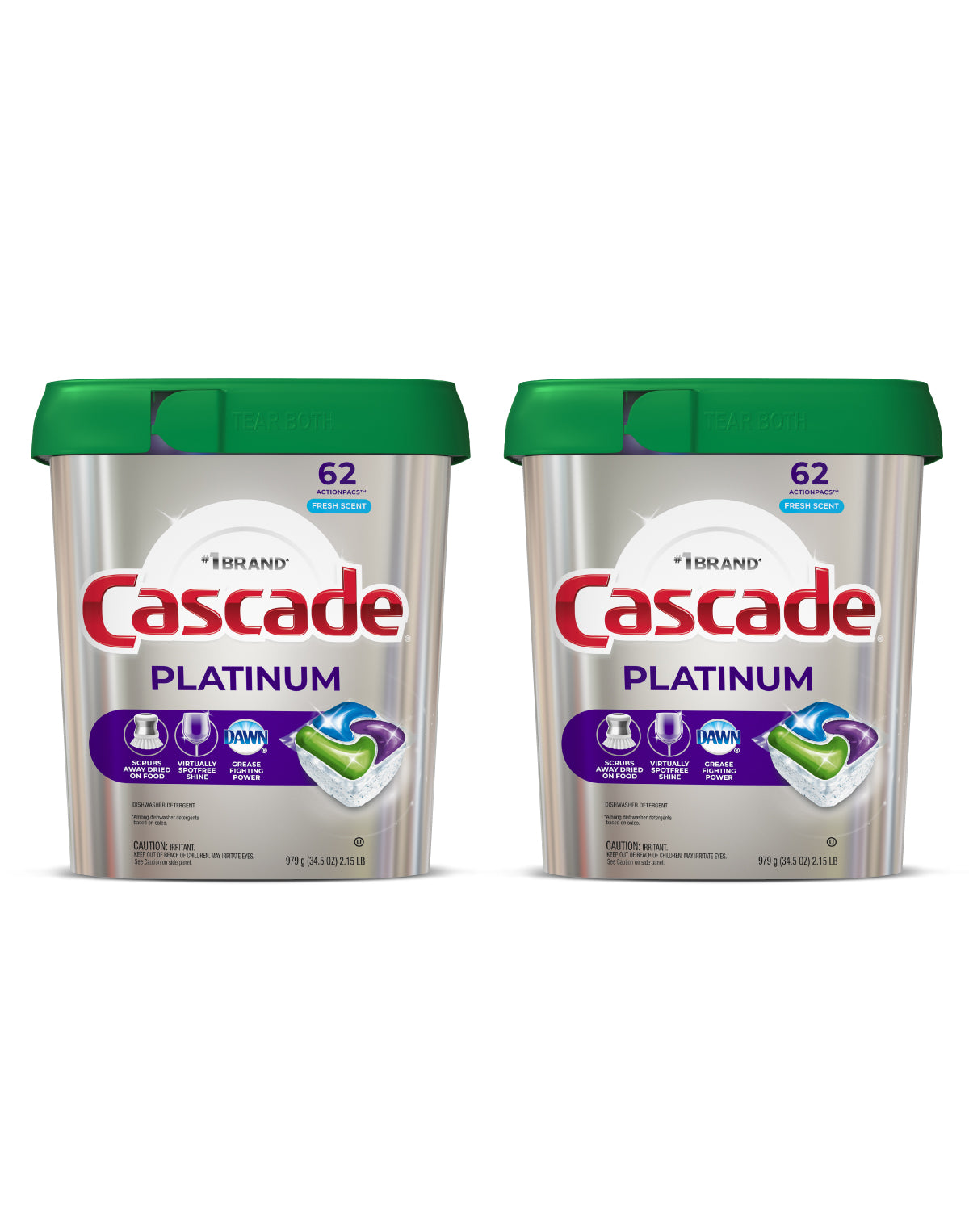 Cascade Detergente Lavavajilla Platinum Pods 2 x 62 unid