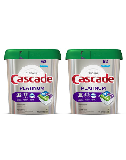 Cascade Detergente Lavavajilla Platinum Pods 2 x 62 unid