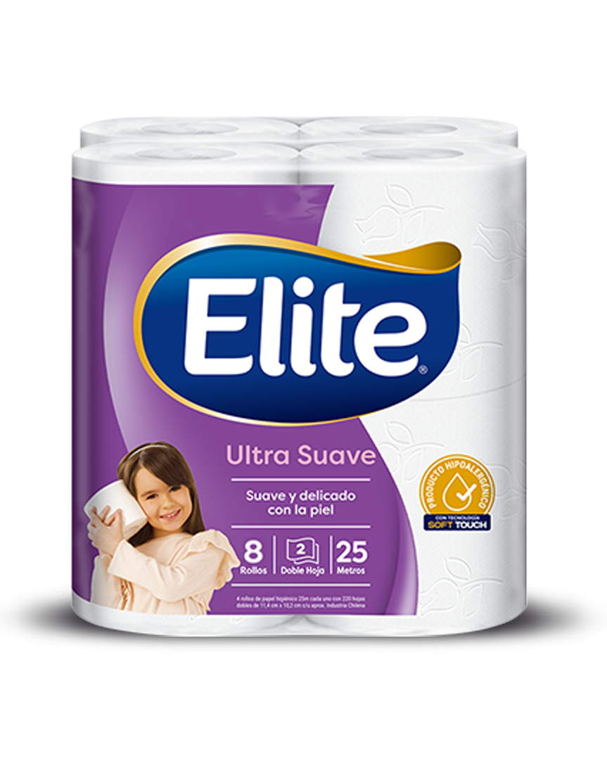 Elite Papel Higienico Doble Hoja 25 metros 8 rollos