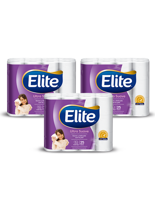 Elite Papel Higienico Doble Hoja 25 metros 96 rollos