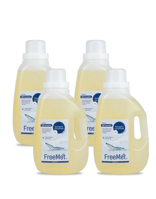 Freemet Detergente liquido concentrado Sin Aroma 4 x 3 L
