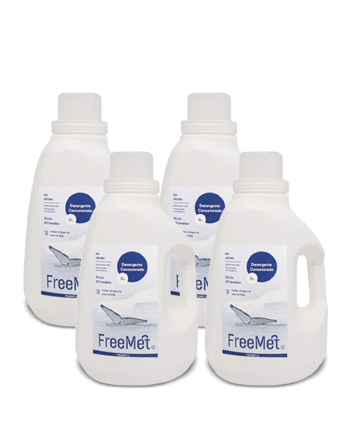 Freemet Detergente liquido concentrado Sin Aroma 4 x 3 L