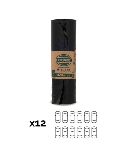 Virutex Bolsa de Basura Mediana 70 x 90 cm 12 x 10 unid