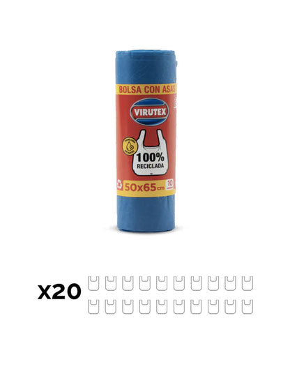Virutex Bolsa de Basura con Asas 50 x 65 cm 20 x 10 unid - Puntolimpieza