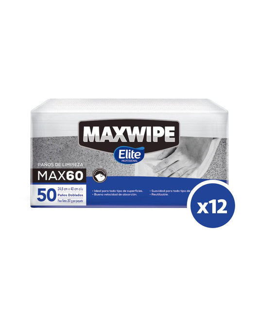 Elite Maxwipe Paños de Limpieza Doblado MAX60 12 x 50 unid - Puntolimpieza