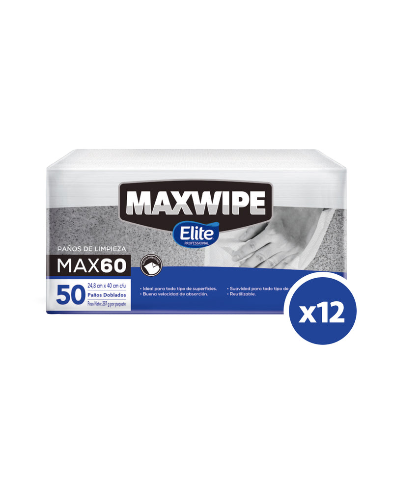 Elite Maxwipe Paños de Limpieza Doblado MAX60 12 x 50 unid