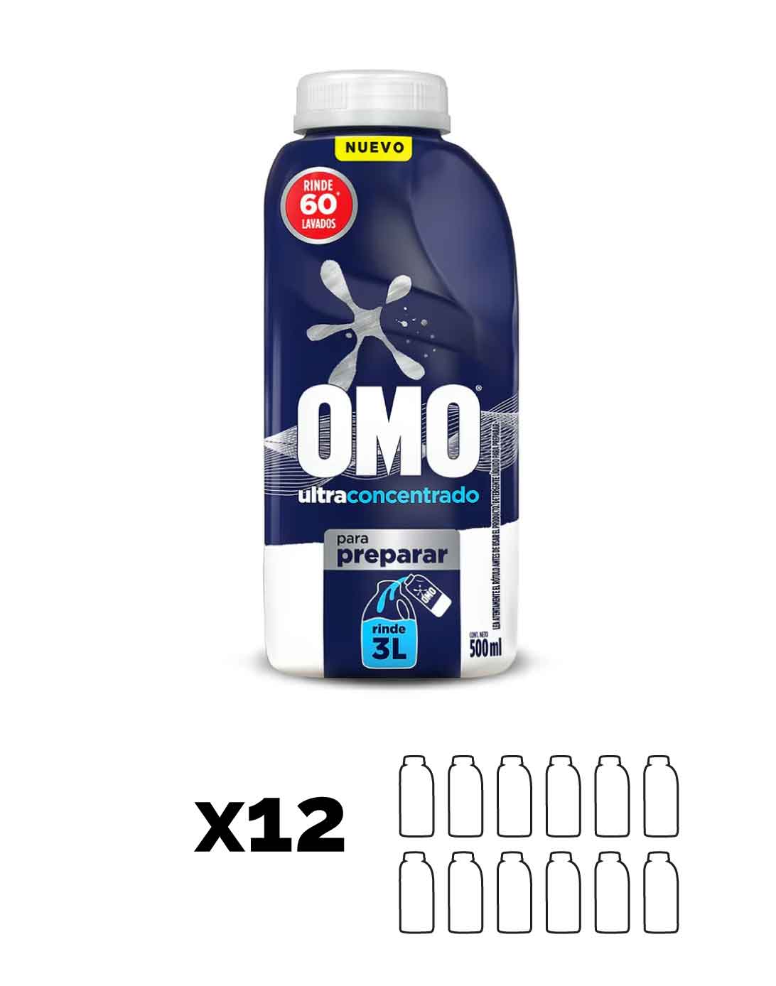 Omo Detergente Líquido Para Diluir 12 x 500 cc