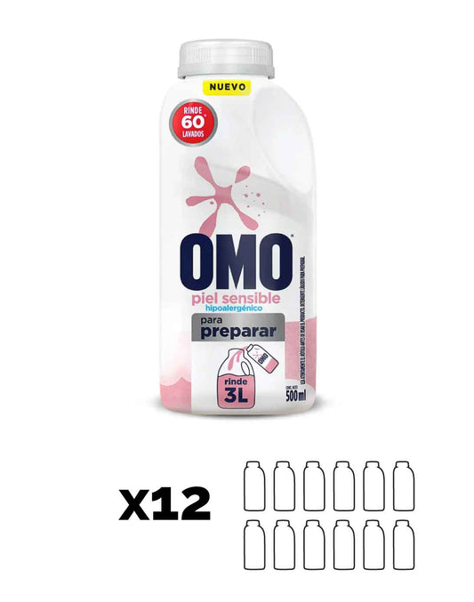 Omo Detergente Liquido Piel Sensible Para Diluir 12 x 500 cc