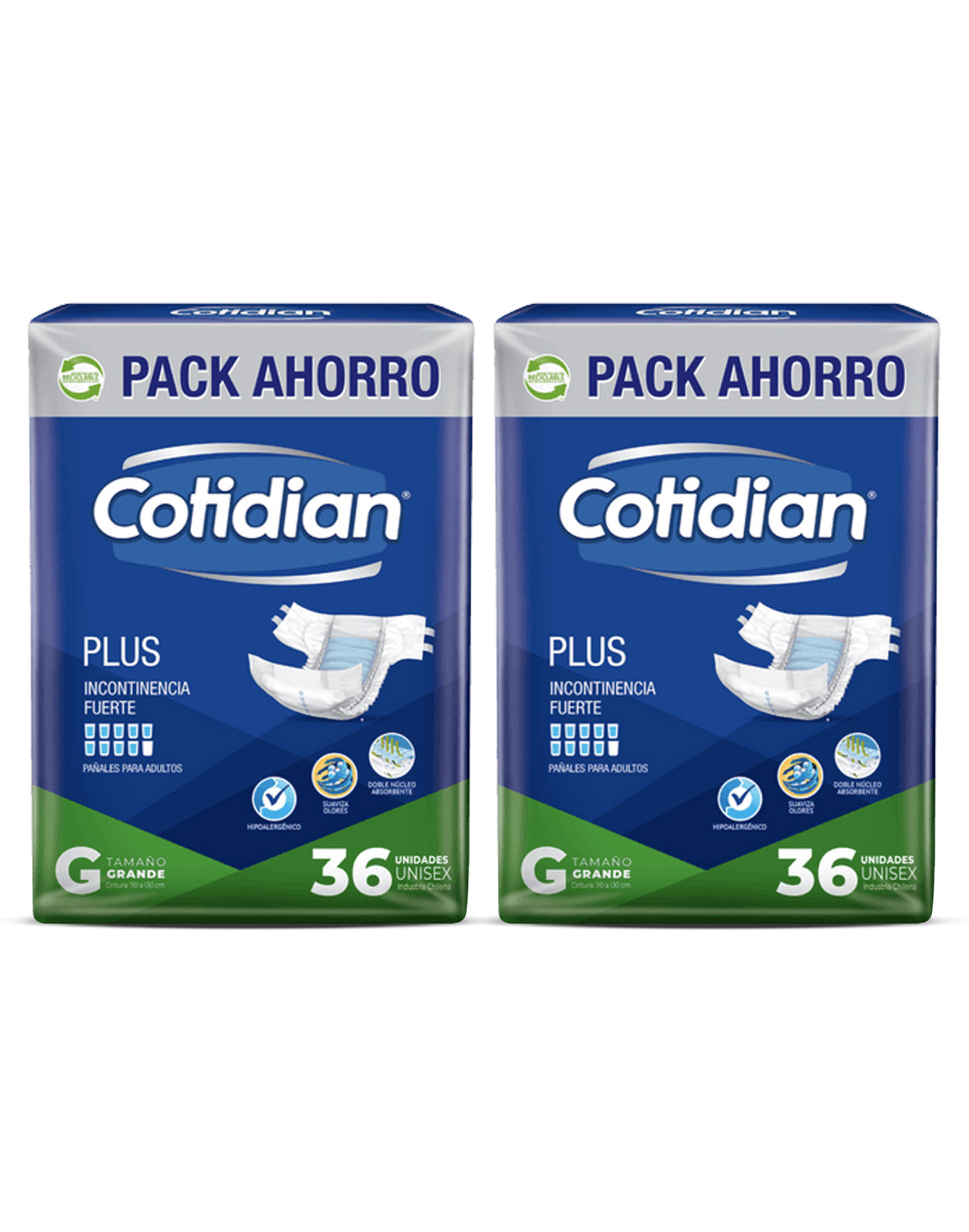 Cotidian Pañales Adulto Plus Talla G 2 x 36 unid