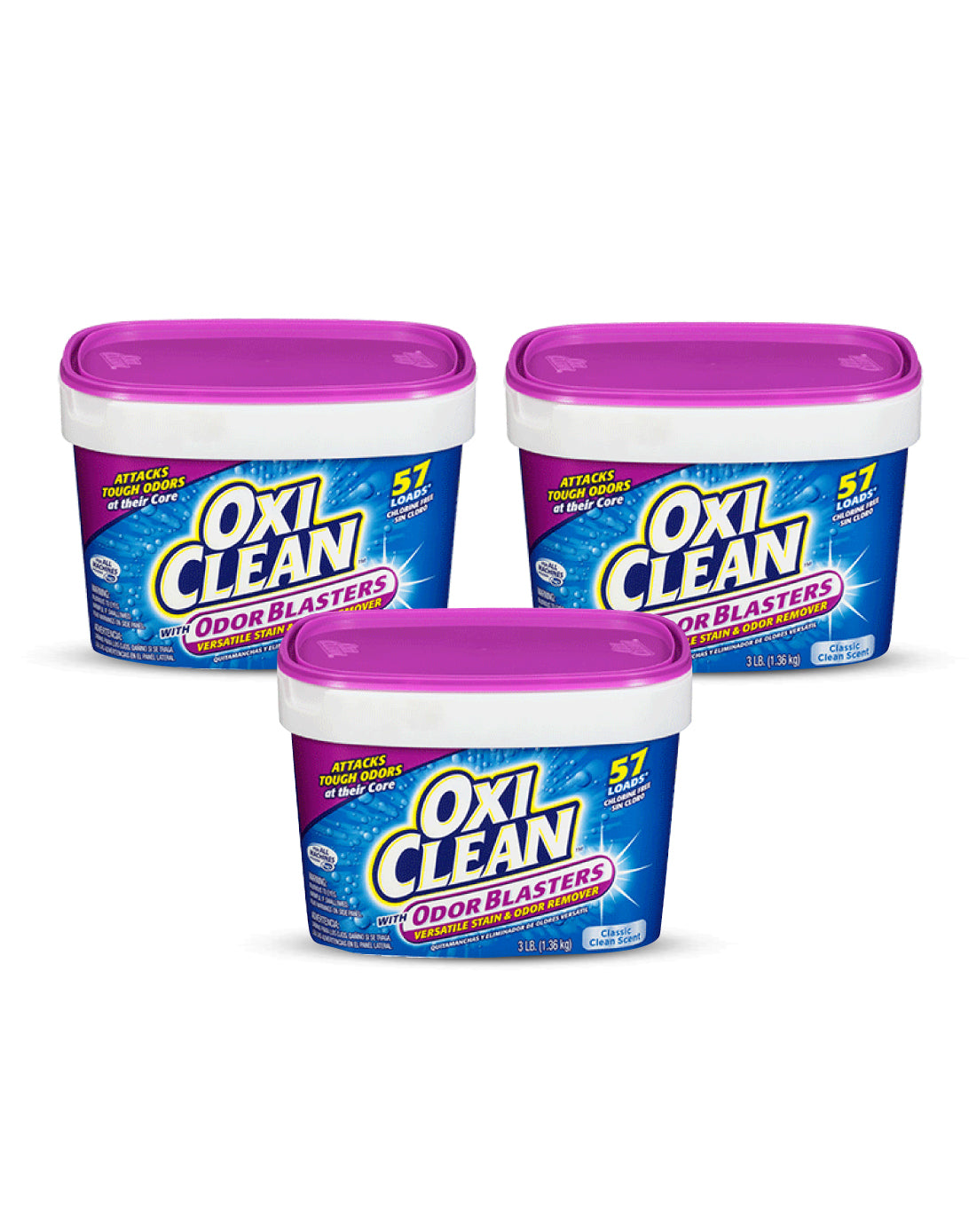 OxiClean Quitamanchas Odor Blaster en polvo 3 x 1,36 kg