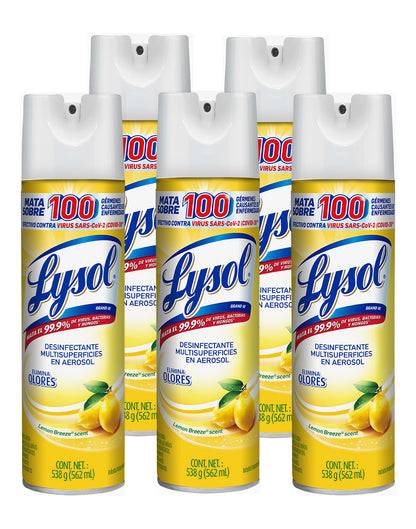 Lysol Desinfectante de ambiente y superficie Lemon 5 x 538 gr
