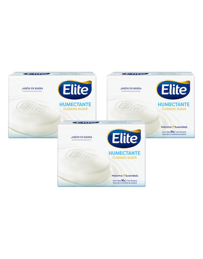 Elite Jabón Barra Elite Humectante Cuidado Suave 3 x 90 gr