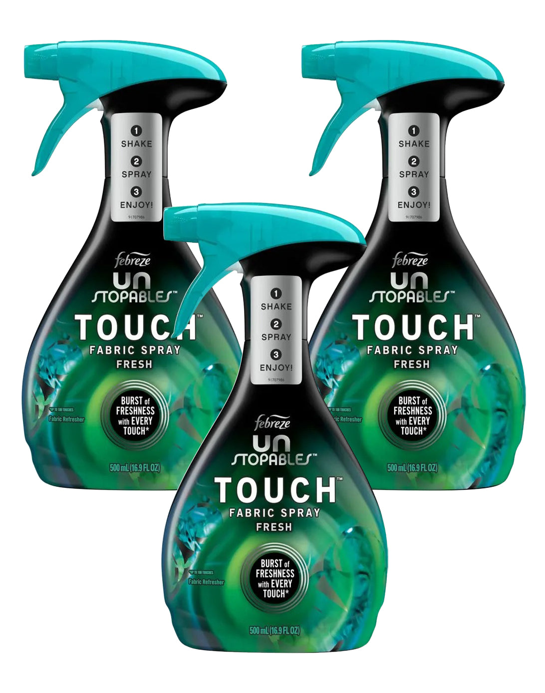 Febreze Aromatizante de telas Unstoppable Fresh 3 x 500 cc