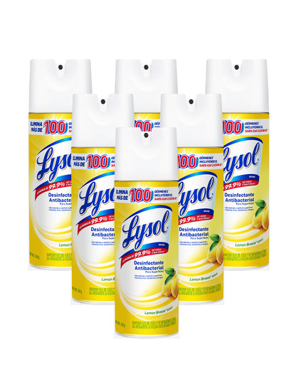 Lysol Desinfectante de ambiente y superficie Lemon 6 x 354 gr