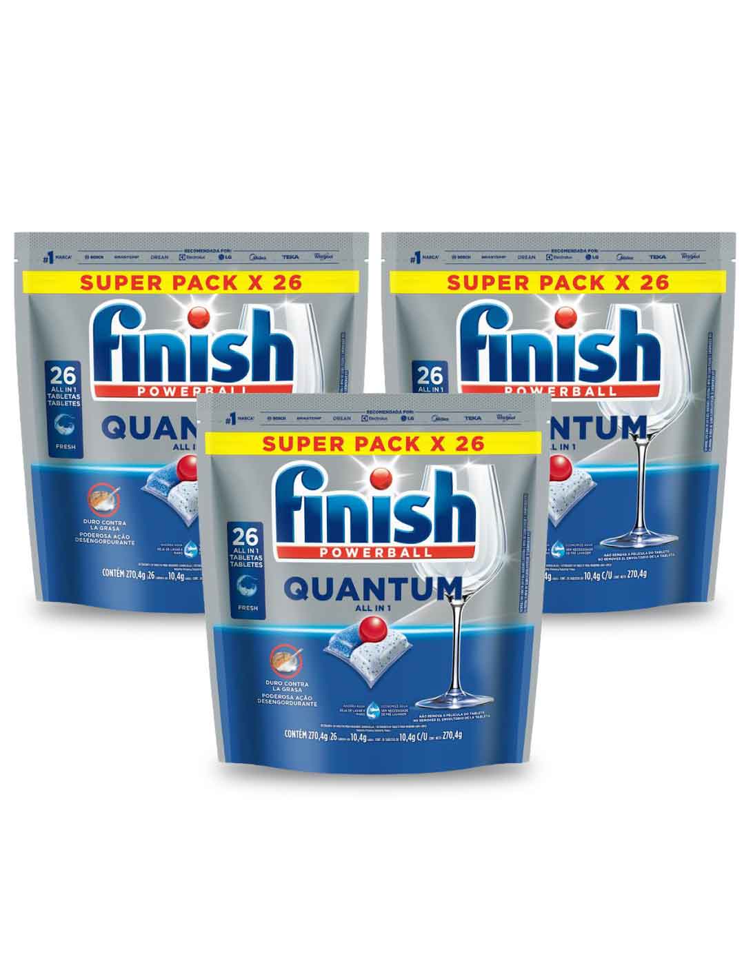 Finish Quantum Lavavajilla Tabletas Todo en uno 3 x 26 unid