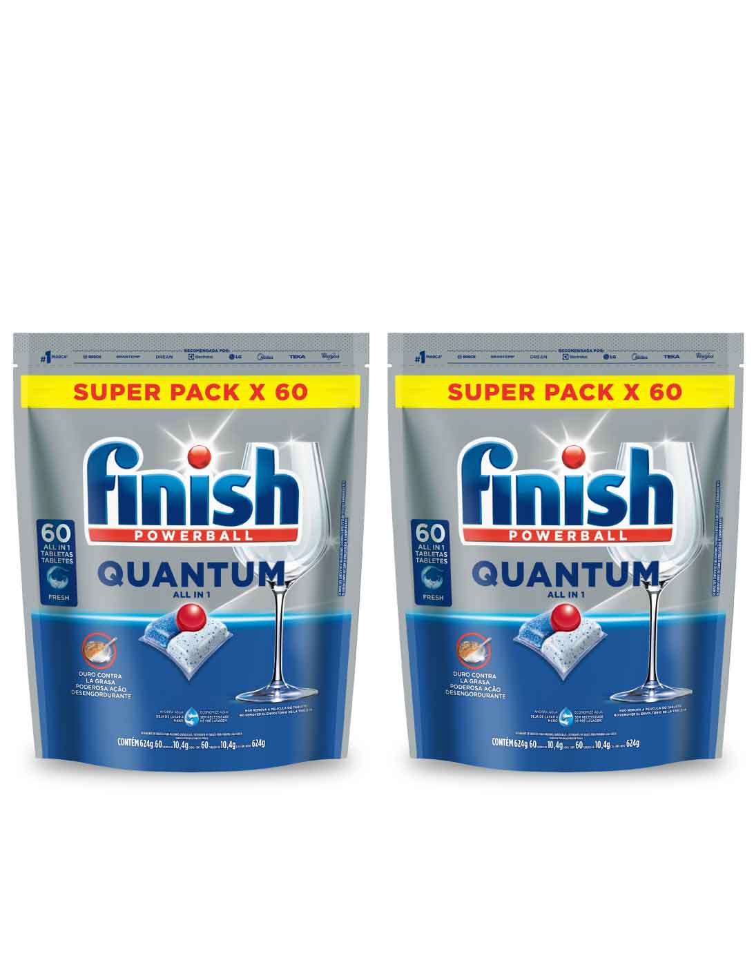 Finish Quantum Lavavajilla Tabletas Todo en uno 2 x 60 unid