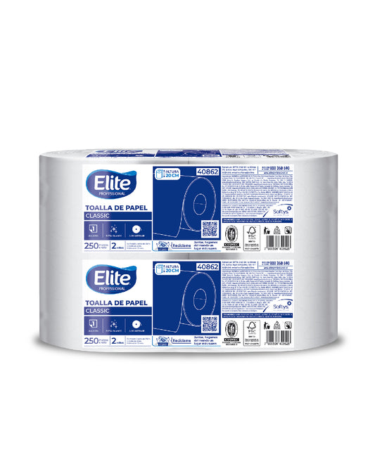 Elite Toalla De Papel Classic Una Hoja 250m 2 rollos