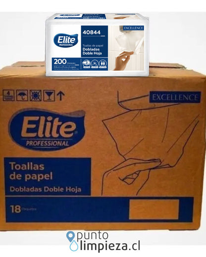 Elite Toalla De Papel Interfoliada Doble Hoja 21,6 x 21 cm 1 caja de 18 x 200 unid - 40844