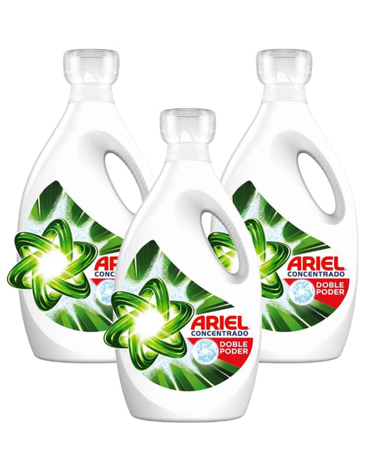 Ariel Power Liquid Detergente líquido concentrado 3 x 1,8 L - Puntolimpieza
