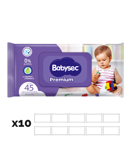 Babysec Toallas Húmedas Premium 10 x 45 unid - Puntolimpieza